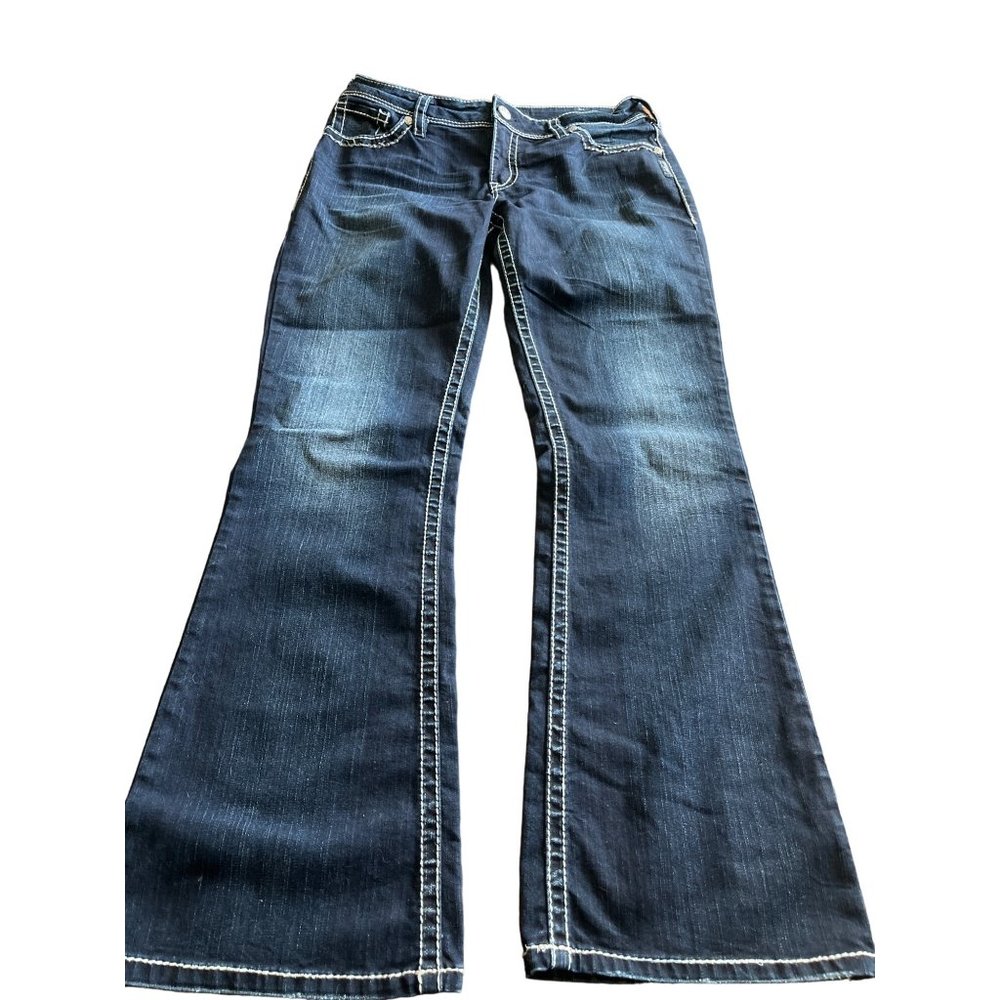 Silver Suki Flap woman’s bell bottom jeans with bling size 33/32